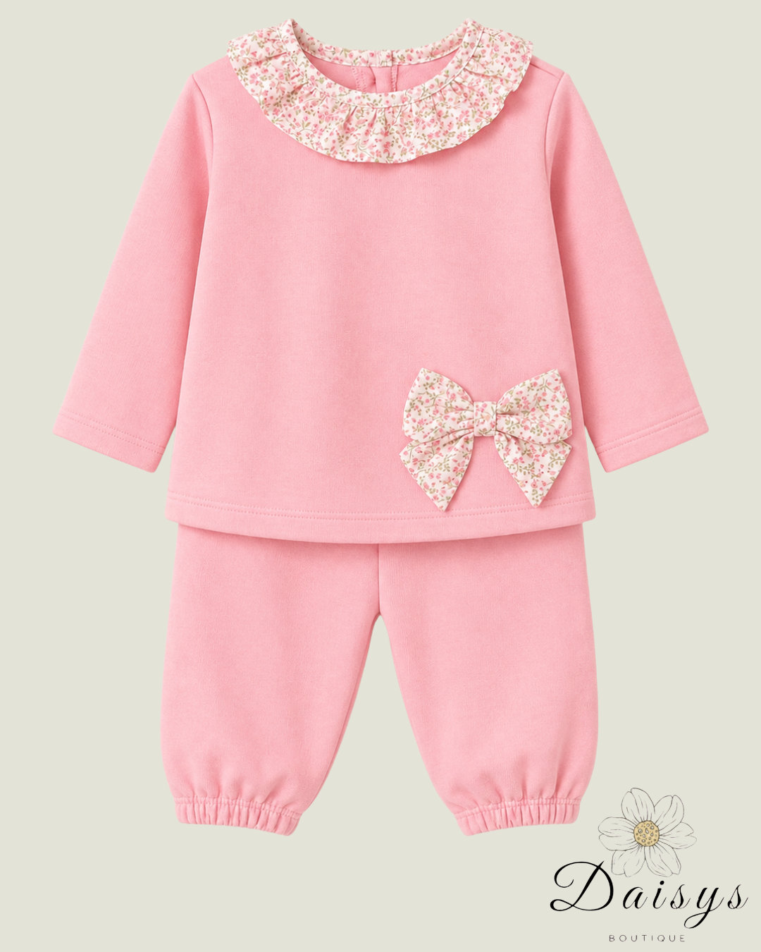 Pink Floral Bow Jogging Suit