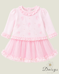 Baby Pink Embroidered Floral Tulle Dress