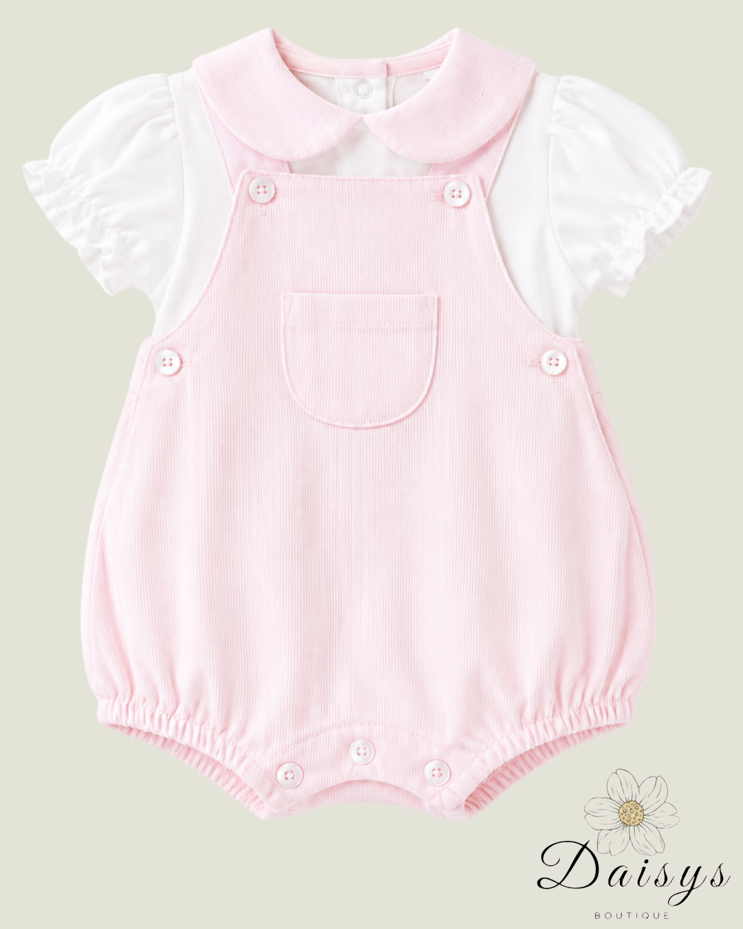Classic Pink Dungaree Romper Set