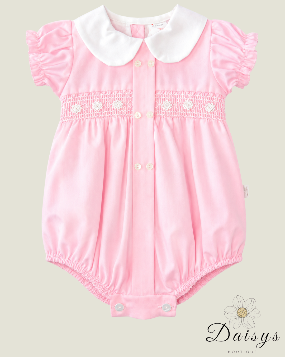 Pink Smocked Peter Pan Romper