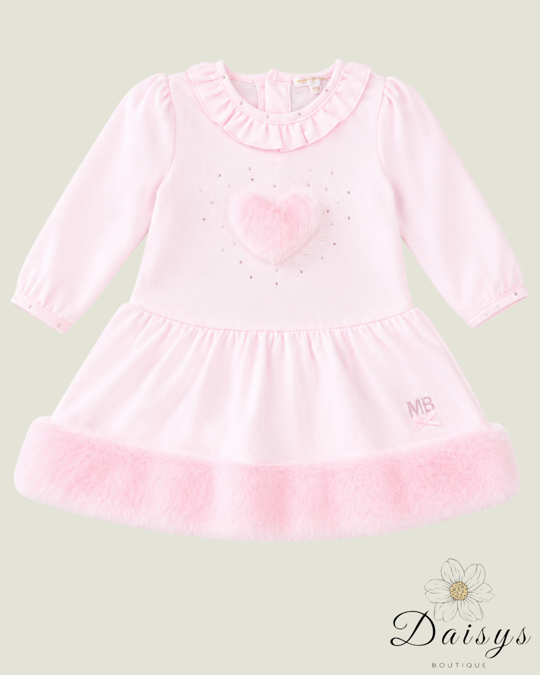 Baby Pink Faux Fur Heart Dress